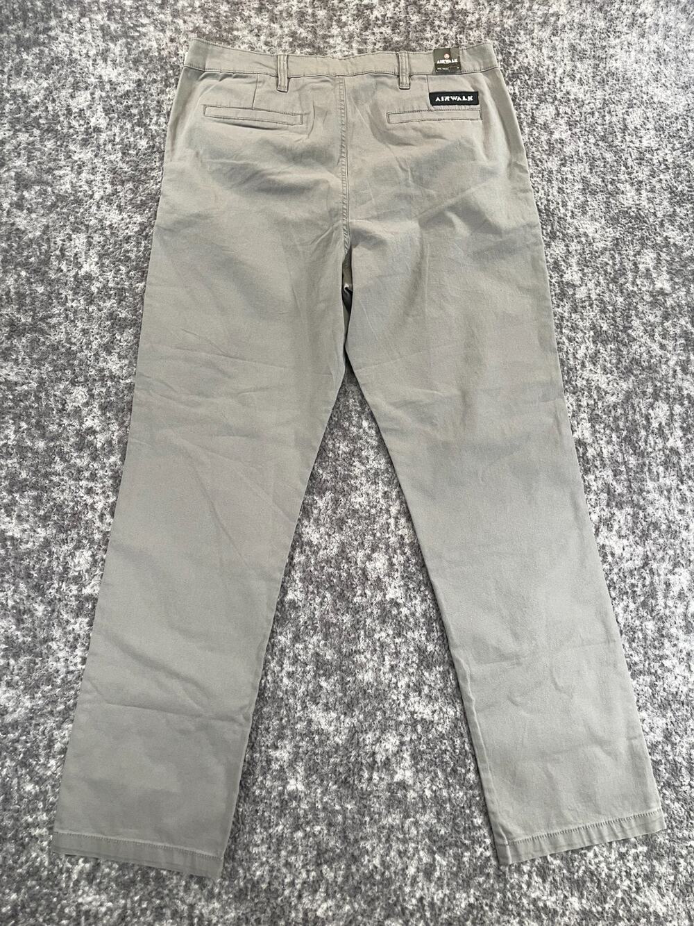 Airwalk Men's Chino Skater Gray Pants 36 X 33 (fit 37x33) Casual Straight Leg